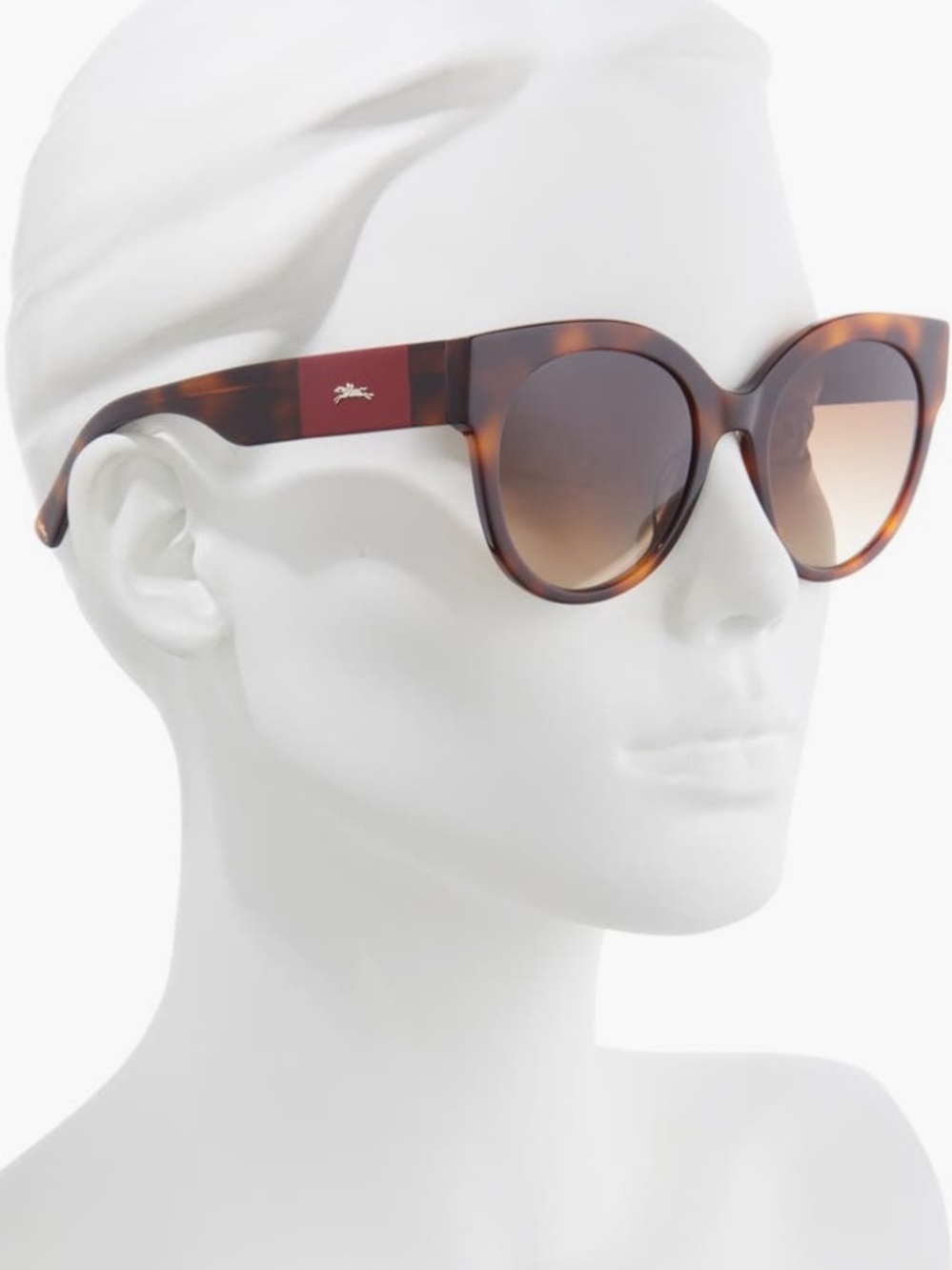 Longchamp Havana Brown Tortoise 53mm Gradient Round Sunglasses Preppy Old Money